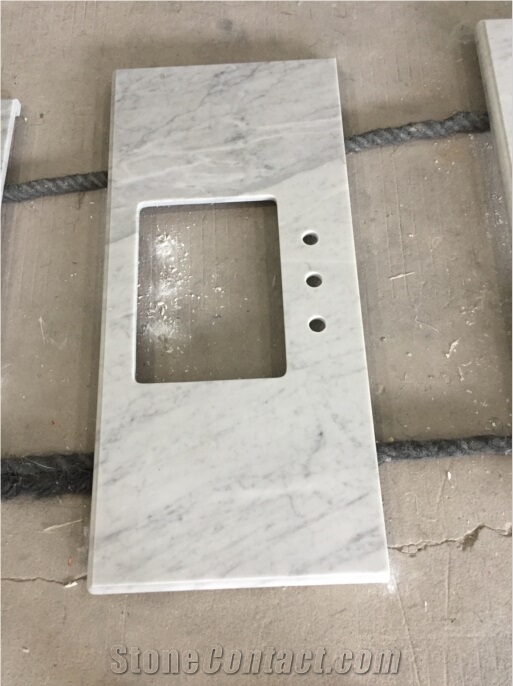 Bianco Carrara White Marble Polished Honed Bathroom Vanity Top,Countertop with Beveled Edge
