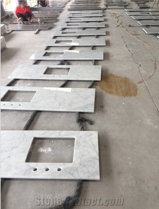 Bianco Carrara White Marble Polished Honed Bathroom Vanity Top,Countertop with Beveled Edge
