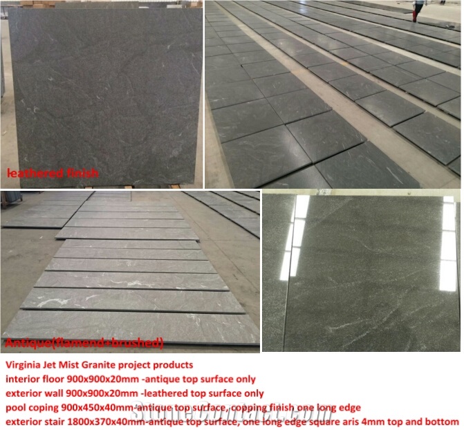 Imported American Virginia Jet Mist Granite,Virginia Black Granite, American Black Granite Base Honed Finish