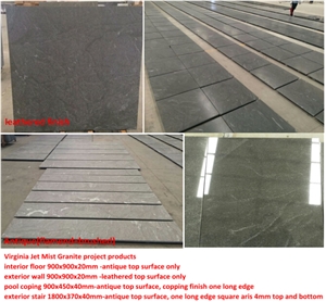 Imported American Virginia Jet Mist Granite,Virginia Black Granite, American Black Granite Base Honed Finish