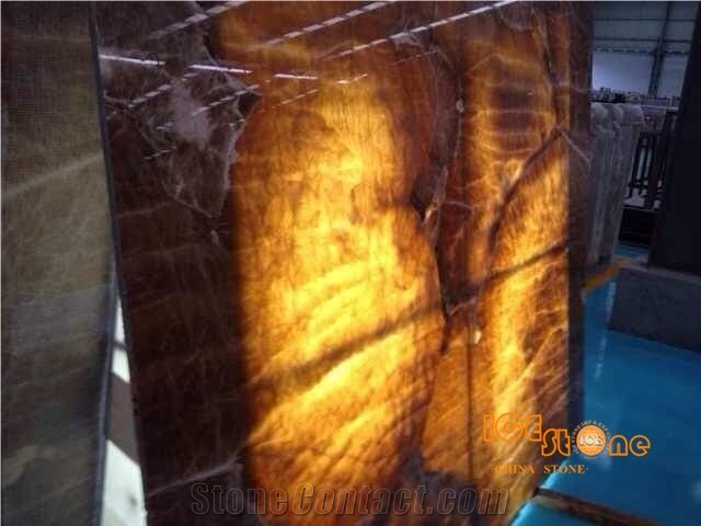 China Brown Onyx Slabs,Gold Brown Jade,Nice Decorated Stone,Interior Wall and Floor Applications,Countertops,Wall Capping,Factory