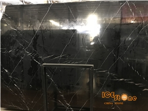 China Nero Marquina Marble Tiles & Slabs/Chinees Guangxi Black Floor Covering/Wall/Suitable for Project/Cheap/Stable Quantity/Low Price/Spain Pattern
