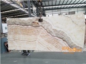 China Polished Bookmatch Beige Onyx Slabs Tiles,Crystal Transparency Wooden Pattern Stone, Countertop Wall Flooring Covering Interior Decoration