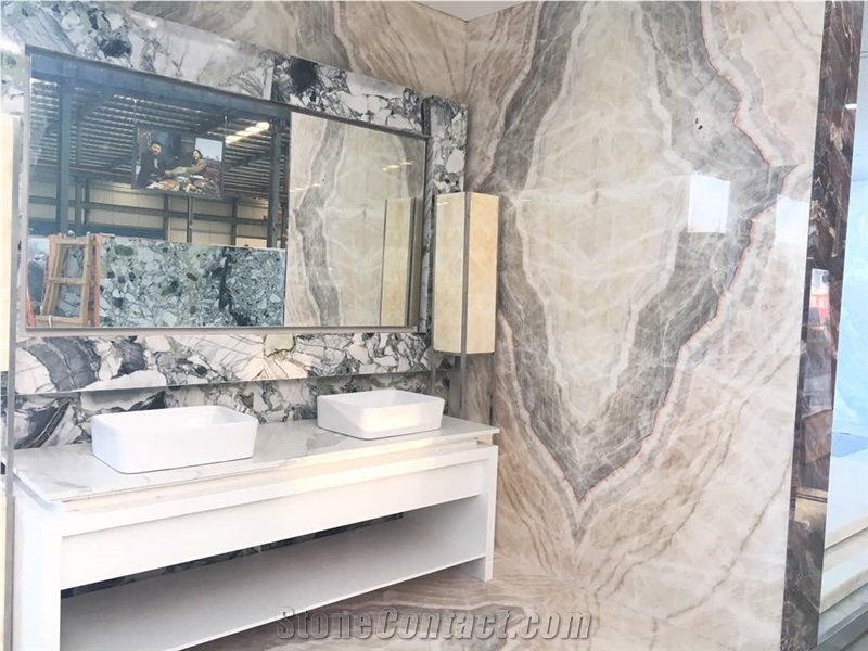 China Polished Bookmatch Beige Onyx Slabs Tiles,Crystal Transparency Wooden Pattern Stone, Countertop Wall Flooring Covering Interior Decoration