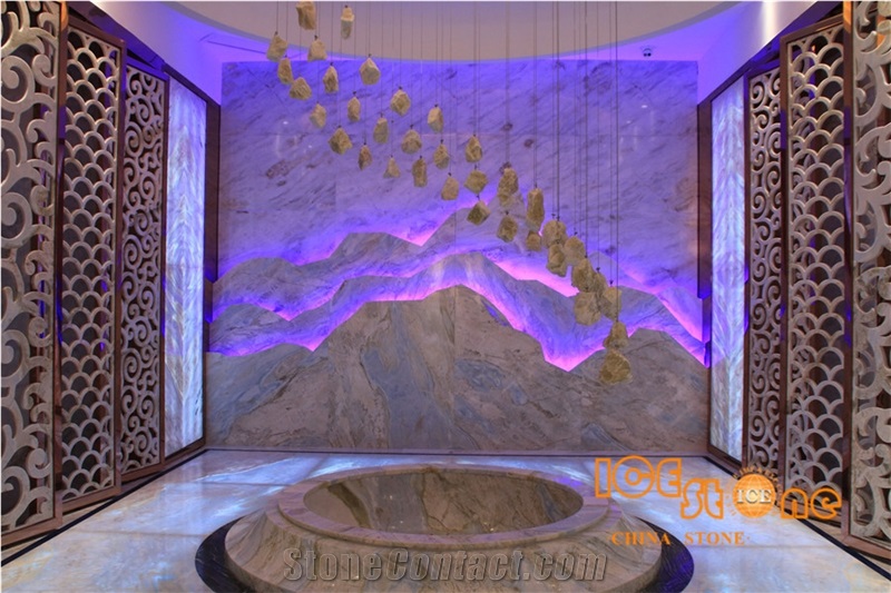 China Polished Talli Blue Moon River Bookmatch Marble Slabs Tile; Crystal Transparency Stone; Own Factory Quarry; Wall Floor Covering