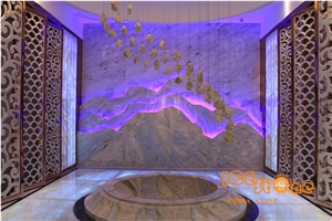 China Polished Talli Blue Moon River Bookmatch Marble Slabs Tile; Crystal Transparency Stone; Own Factory Quarry; Wall Floor Covering