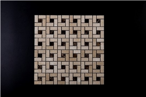 Egyptian Spanish Beige Brown Marble Mosaics Hexagon Linear Strips Square