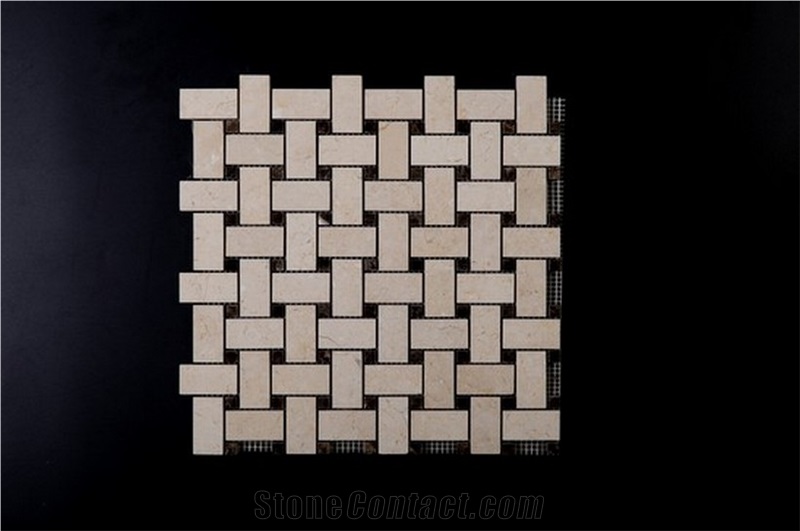 Egyptian Spanish Beige Brown Marble Mosaics Hexagon Linear Strips Square