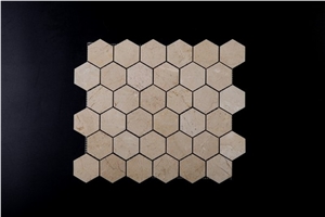 Egyptian Spanish Beige Brown Marble Mosaics Hexagon Linear Strips Square