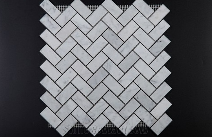 Italian White Carrara Marble Mosaic Hexagon Square Rectangular Polished