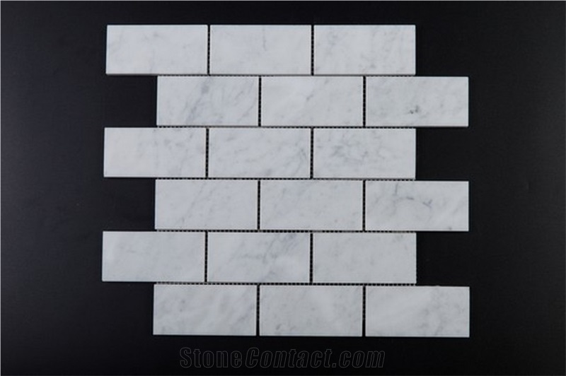 Italian White Carrara Marble Mosaic Hexagon Square Rectangular Polished
