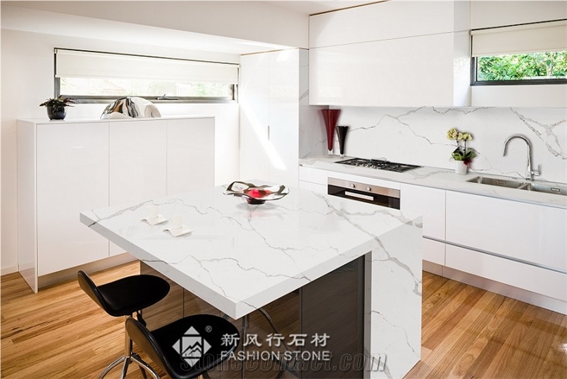 Artificial Calacatta White Quartz Slab
