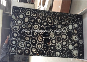 Best Price Black Agate Slabs & Tiles/ Backlit Semiprecious Stone Black Agate Slab Panel/ Agate Gemstone Tiles for Floor, Wall, Tops Covering
