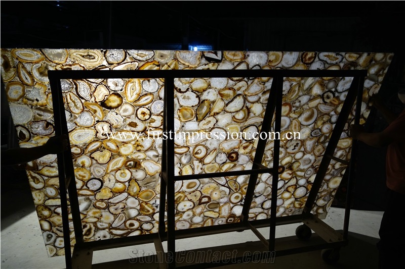 Best Price Gemstone Slabs & Tiles/ Luxury Interior Decorative Yellow Agate Backlit Semiprecious Stone/ Semi Precious Stone Wall & Foor Covering