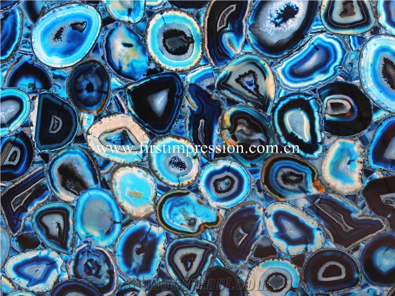 Blue Agate Stone/ Semiprecious Stone Tiles & Slabs/ Blue Stone Floor Covering Tiles/ Walling Tiles/ Natural Agate for Decoration
