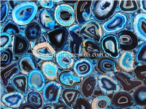 Blue Agate Stone/ Semiprecious Stone Tiles & Slabs/ Blue Stone Floor Covering Tiles/ Walling Tiles/ Natural Agate for Decoration
