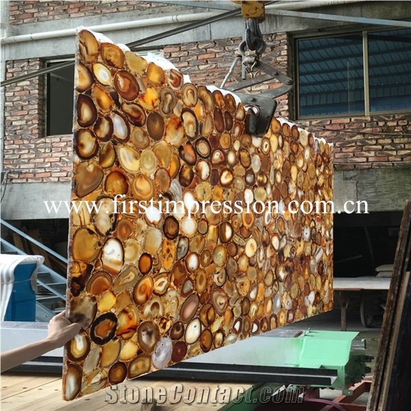 High Quality Gemstone Slabs & Tiles/ Luxury Interior Decorative Yellow Agate Backlit Semiprecious Stone/ Semi Precious Stone Wall & Foor Covering