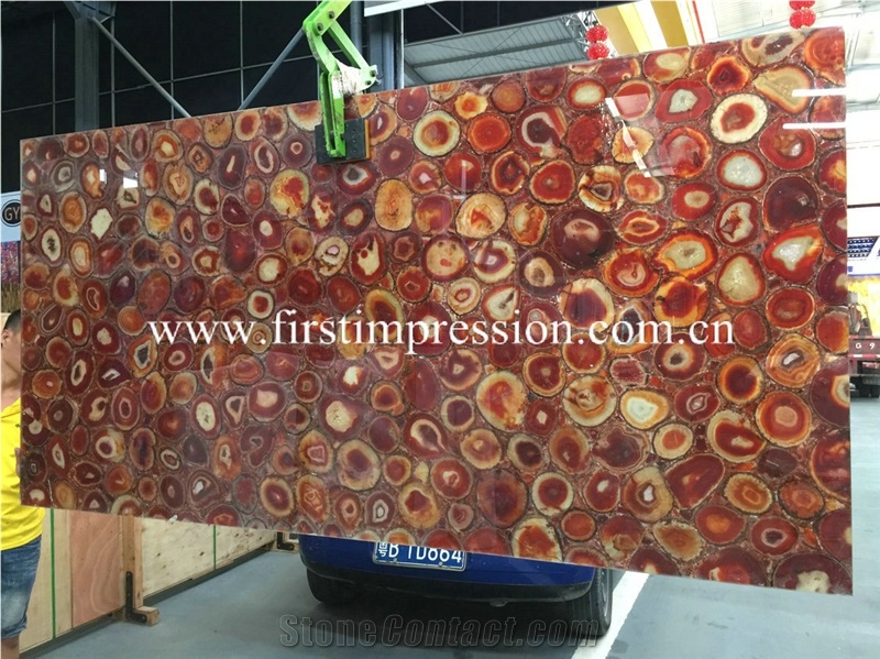Red Agate Gemstone Big Slabs & Tiles/ Customized & Wall/ Floor Covering/ Interior Decoration Dark Red Semi Precious Stone Panels/ Ruby Stone Slab