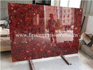 Red Agate Gemstone Big Slabs & Tiles/ Customized & Wall/ Floor Covering/ Interior Decoration Dark Red Semi Precious Stone Panels/ Ruby Stone Slab