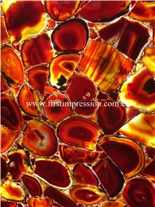 Red Agate Gemstone Big Slabs & Tiles/ Customized & Wall/ Floor Covering/ Interior Decoration Dark Red Semi Precious Stone Panels/ Ruby Stone Slab