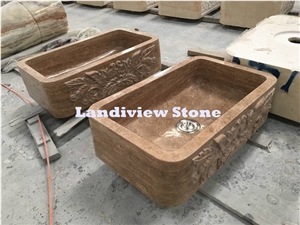 Brown Travertine Kitchen Basin, Travertine Kitchen Sink