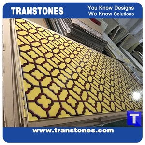 China Artificial Stone Tiles Sheet Yellow Polished Surface for Interior Decoration Materials