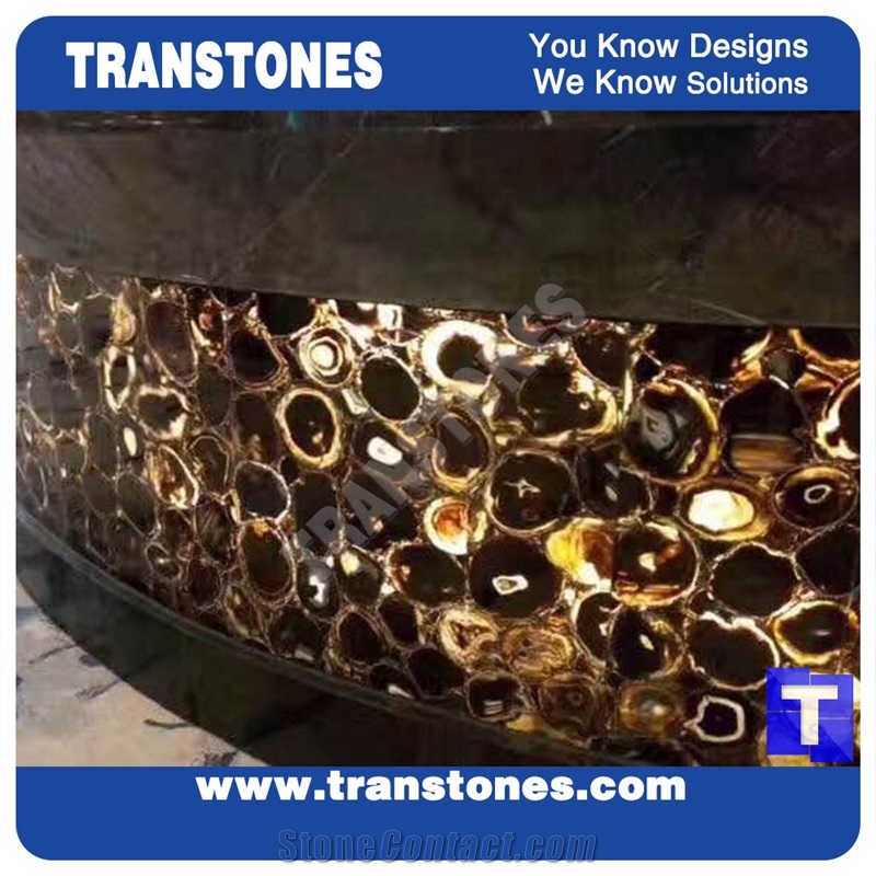 Translucent Backlit Colourful Glass Reception Desk