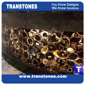Translucent Backlit Colourful Glass Reception Desk