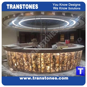 Translucent Backlit Colourful Glass Reception Desk
