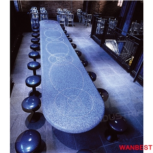 Cheap Long Artificial Stone School Cafeteria Room Restaurant Dining Table Bar Counter Set
