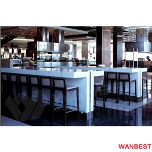 Cheap White Home Restaurant Fast Food Coffee Bar Counter Dining Table with Stools