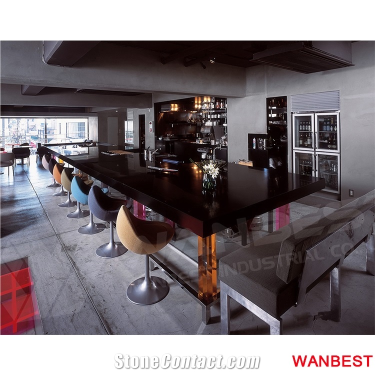 China Black Rectangle Bar Cocktail Counter Restaurant Dining Table with Stools