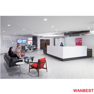China Factory Customized Artificial Stone Marble L Shape Office Nail Salon Spa Reception Desk Hotel Hospital Clinic Front Table Information Counter