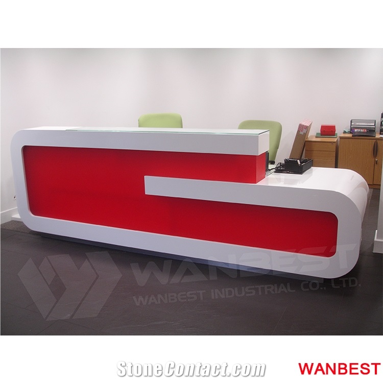 China Factory Marble Artificial Stone L Shape Modular Spa Mall Gym Restaurant Office Hair Salon Hospital Clinic Lobby Reception Counter Cashier Desk
