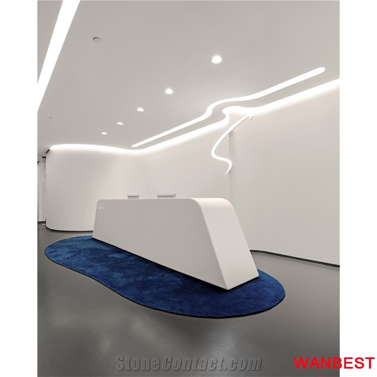 China Factory Marble Artificial Stone L Shape Modular Spa Mall Gym Restaurant Office Hair Salon Hospital Clinic Lobby Reception Counter Cashier Desk