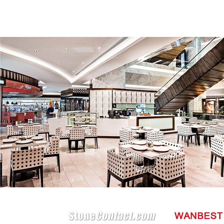 China Manufacture Artificial Stone Solid Surface Restaurant Cafe Juice Salad Coffee Shop Bar Top Drinking Table Reception Counter with Chairs