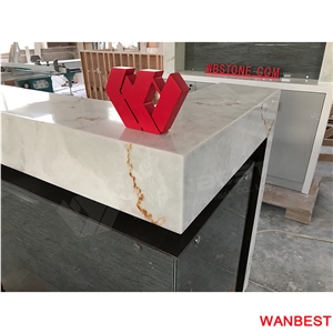 Commercial Acrylic Marble Top Led Lighted Portable Restaurant Night Club Pub Coffee Shop Wine Bar Reception Counter Cashier Desk with Wine Rack