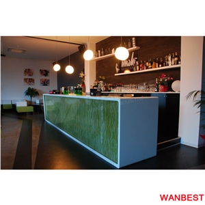 Commercial Artificial Stone Acrylic Restaurant Hotel Nightclub Cafe Pub Restaurant Wine Bar Counter Reception Desk with Wine Rack Modern Design