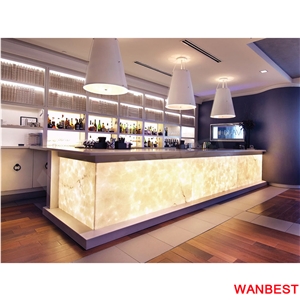Commercial Artificial Stone Acrylic Restaurant Hotel Nightclub Cafe Pub Restaurant Wine Bar Counter Reception Desk with Wine Rack Modern Design