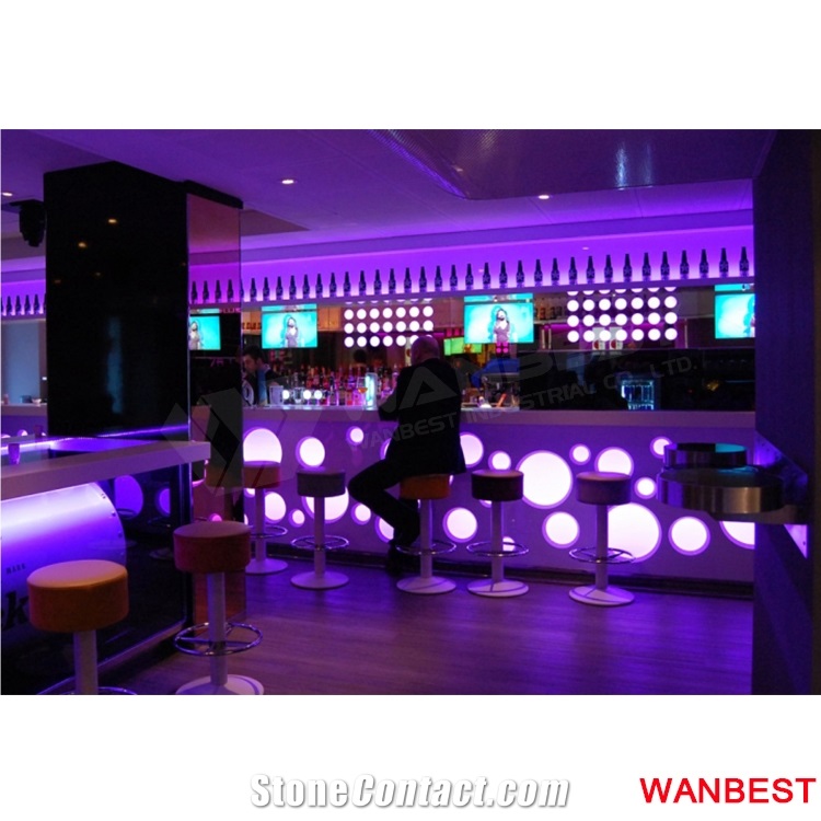Commercial Artificial Stone Night Club Wine Bar Table Reception Counter with Chair