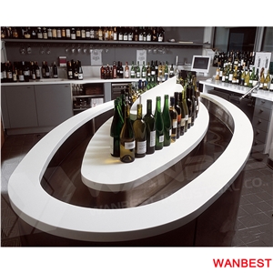 Commercial Customized Artificial Stone Round Curved Bar Cocktail Table Design