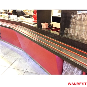 Custom Logo Acrylic Solid Surface Restaurant Salad Fast Food Juice Coffee Shop Pub Nightclub Bar Service Counter Cashier Desk for Sale