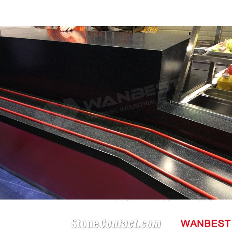 Custom Logo Acrylic Solid Surface Restaurant Salad Fast Food Juice Coffee Shop Pub Nightclub Bar Service Counter Cashier Desk for Sale