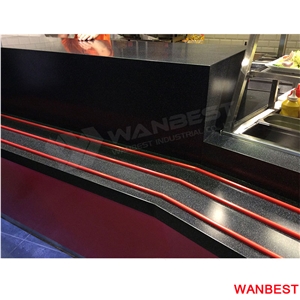 Custom Logo Acrylic Solid Surface Restaurant Salad Fast Food Juice Coffee Shop Pub Nightclub Bar Service Counter Cashier Desk for Sale
