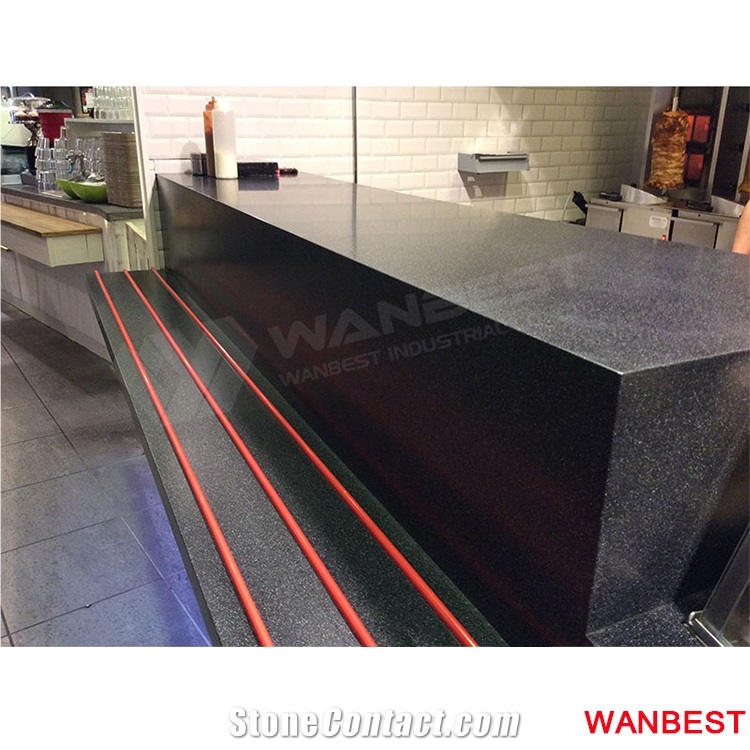 Custom Logo Acrylic Solid Surface Restaurant Salad Fast Food Juice Coffee Shop Pub Nightclub Bar Service Counter Cashier Desk for Sale