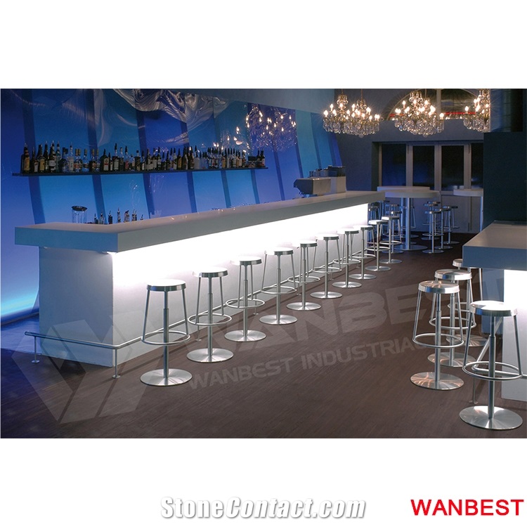 Custom Made Unique White Solid Surface Acrylic Diamond Design U Shape Home Coffee Night Club Cafe Wine Bar Countertop Cocktail Table Reception Desk