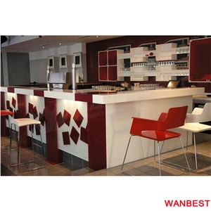 Custom Made Unique White Solid Surface Acrylic Diamond Design U Shape Home Coffee Night Club Cafe Wine Bar Countertop Cocktail Table Reception Desk