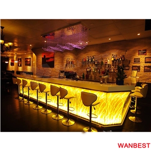 Custom Made Unique White Solid Surface Acrylic Diamond Design U Shape Home Coffee Night Club Cafe Wine Bar Countertop Cocktail Table Reception Desk