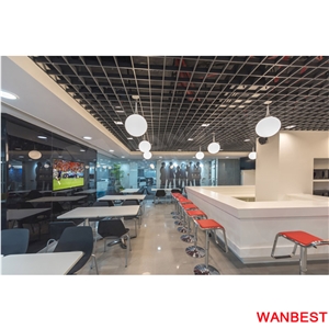 Custom Made White Artificial Stone Solid Surface Restaurant Juice Nightclub Beer Wine Bar Drinking Table Fast Food Dining Counter with Chairs
