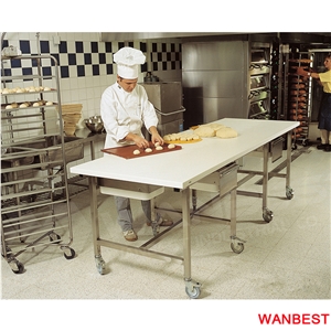 Customized Acrylic Top Mobile Restaurant Kitchen Bread Work Table Bench Counter